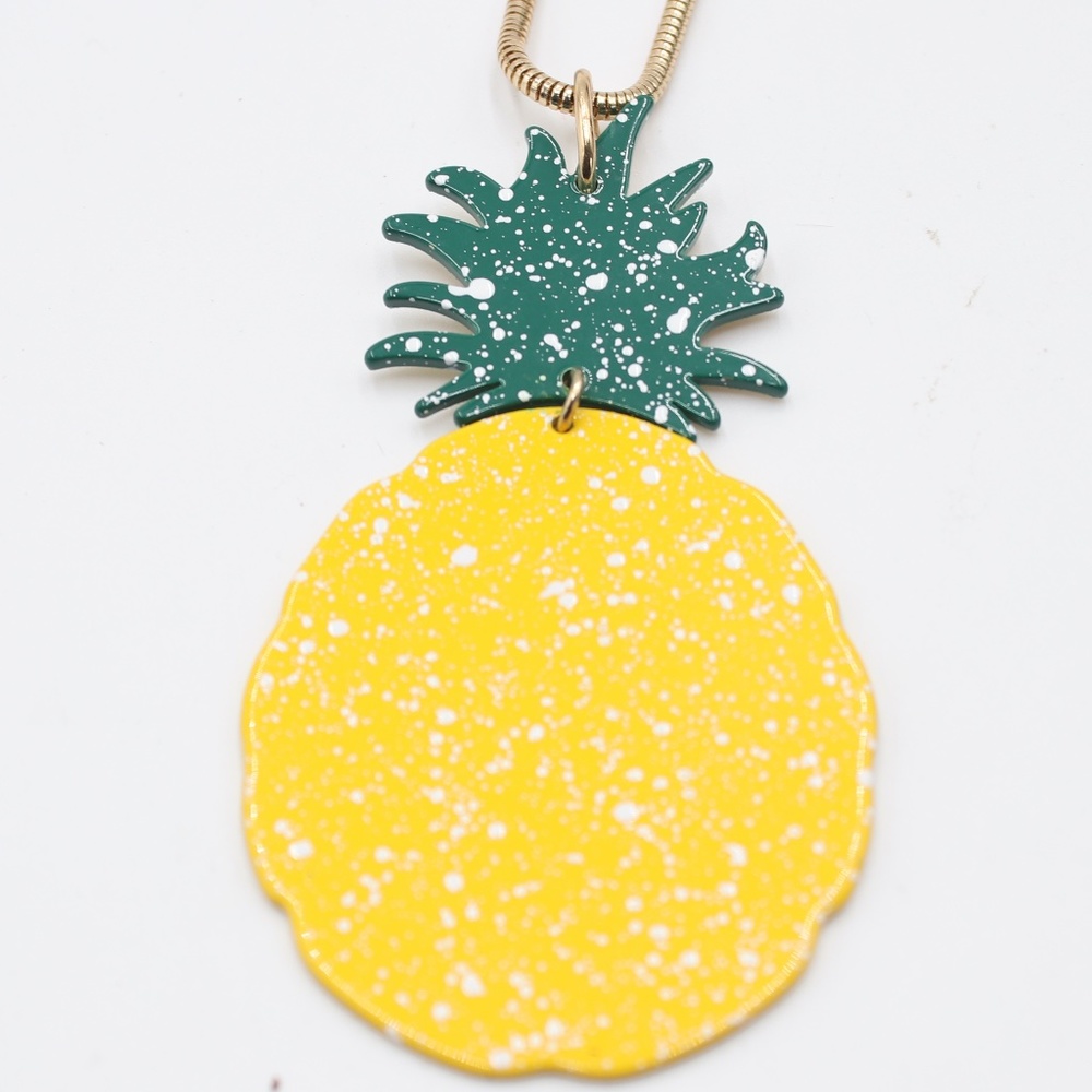 Aflani Womens Gold Tone Pineapple Long Pendant Necklace Reversible 32"